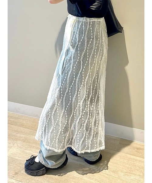HEILIS（ヘイリス）の「レイヤードレーススカート / シアー ラップ