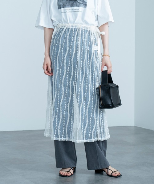 セール】《remi select》 レイヤードレーススカート / シアー ラップ  