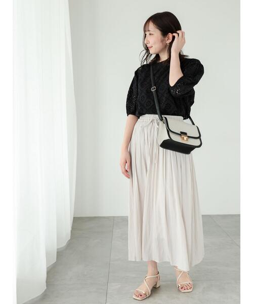 Te chichi TERRASSE（テチチテラス）の「【セットアップ可】カットワークレースボリューム袖ブラウス（シャツ/ブラウス・レディース・グリーン/オフホワイト/ブラック・F）」の8枚目の写真