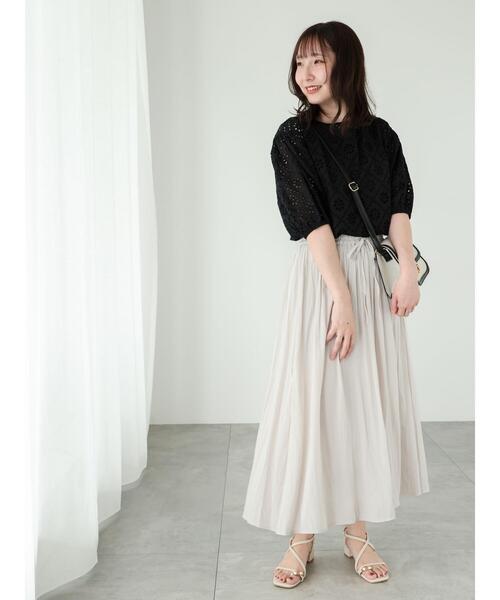 Te chichi TERRASSE（テチチテラス）の「【セットアップ可】カットワークレースボリューム袖ブラウス（シャツ/ブラウス・レディース・グリーン/オフホワイト/ブラック・F）」の9枚目の写真