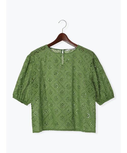 Te chichi TERRASSE（テチチテラス）の「【セットアップ可】カットワークレースボリューム袖ブラウス（シャツ/ブラウス・レディース・グリーン/オフホワイト/ブラック・F）」の13枚目の写真