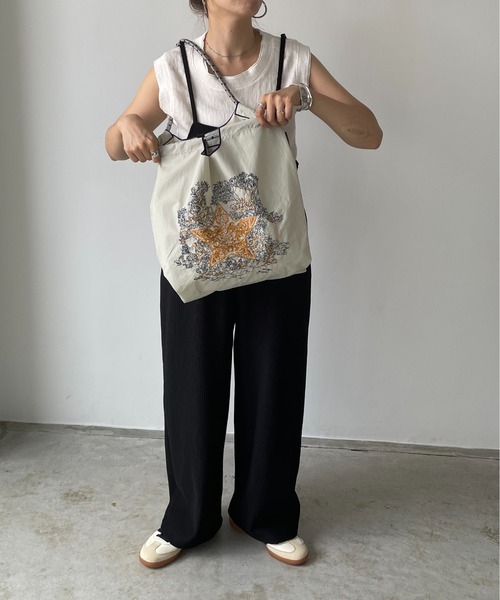 ドット柄刺繍収納バッグ グレー 楽天市場】秩父紺七 齋藤染物店 藍染 トートバッグ 水玉 刺子織