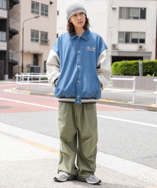 WEGO（ウィゴー）の「WEGO/デニムスタジャン（デニムジャケット・メンズ・ブラック/ライトインディゴブルー・MEDIUM/LARGE）」の4枚目の写真