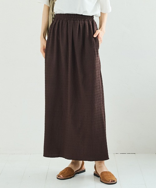Crisp(クリスプ)の「ストレートラフカットスカート(スカート・レディース・ベージュ/ブラウン/ピンク/グレイッシュベージュ/チャコールグレー・FREE)」の3枚目の写真