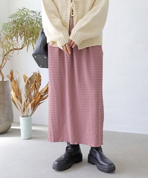 Crisp(クリスプ)の「ストレートラフカットスカート(スカート・レディース・ベージュ/ブラウン/ピンク/グレイッシュベージュ/チャコールグレー・FREE)」の5枚目の写真