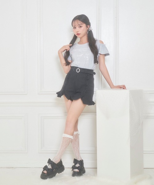 Honey Cinnamon(ハニーシナモン)の「ビジューリボンTシャツ(Tシャツ/カットソー・レディース・ホワイト/ピンク/サックスブルー・FREE)」の4枚目の写真