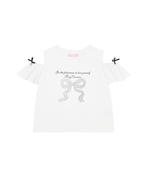 Honey Cinnamon(ハニーシナモン)の「ビジューリボンTシャツ(Tシャツ/カットソー・レディース・ホワイト/ピンク/サックスブルー・FREE)」の9枚目の写真