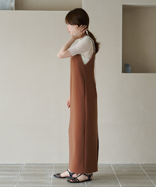 gemeil（ジェムイル）の「《再値下げ》【CEPIE. × gemeil】ダブルストラップミニマルワンピース（ワンピース・レディース・モカ/ブラック・S/M）」の12枚目の写真