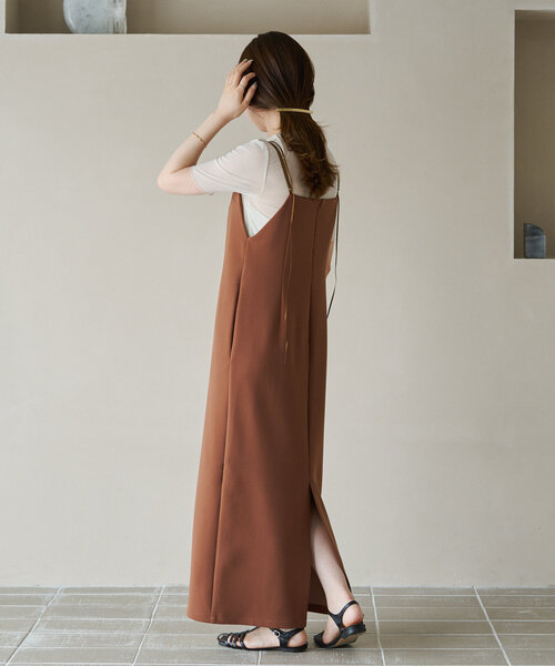 gemeil（ジェムイル）の「《再値下げ》【CEPIE. × gemeil】ダブルストラップミニマルワンピース（ワンピース・レディース・モカ/ブラック・S/M）」の13枚目の写真