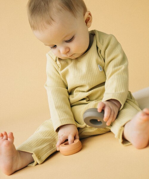 こども ビームス(コドモビームス)の「ベビー リブ カバーオール 2024(70~80cm)(ロンパース・キッズ・レッド系その他7/ネイビー/イエロー・70/80)」の4枚目の写真