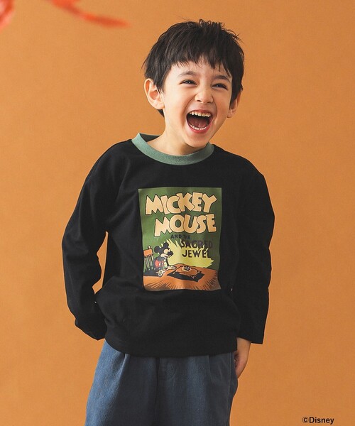 B:MING by BEAMS（ビーミングバイビームス）の「Disney / MICKEY MOUSE ポスター プリント Tシャツ（100～140cm）（Tシャツ/カットソー・キッズ・サックスブルー/ブラック・110/100/140/130/120）」の2枚目の写真