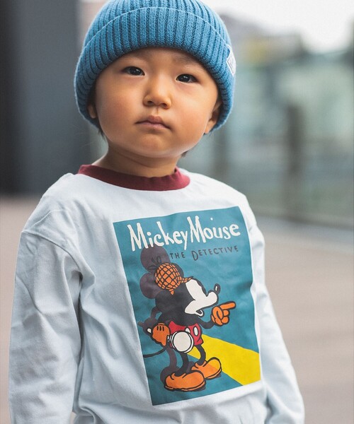 B:MING by BEAMS（ビーミングバイビームス）の「Disney / MICKEY MOUSE ポスター プリント Tシャツ（100～140cm）（Tシャツ/カットソー・キッズ・サックスブルー/ブラック・110/100/140/130/120）」の3枚目の写真