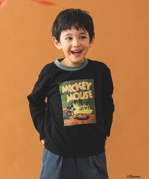 B:MING by BEAMS（ビーミングバイビームス）の「Disney / MICKEY MOUSE ポスター プリント Tシャツ（100～140cm）（Tシャツ/カットソー・キッズ・サックスブルー/ブラック・110/100/140/130/120）」の4枚目の写真