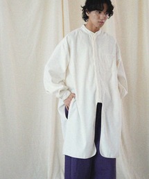 パイピングスリットデザイン ロングシャツ
