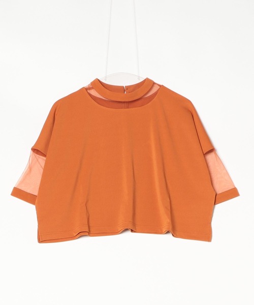 terrace(テラス)の「コンビネーションシアーショート丈カットソー(Tシャツ/カットソー・レディース・オレンジ/オフホワイト/グレー/ブラック/ピンク系その他・MEDIUM)」の5枚目の写真