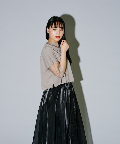 terrace(テラス)の「コンビネーションシアーショート丈カットソー(Tシャツ/カットソー・レディース・オレンジ/オフホワイト/グレー/ブラック/ピンク系その他・MEDIUM)」の15枚目の写真