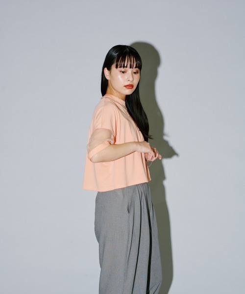 terrace(テラス)の「コンビネーションシアーショート丈カットソー(Tシャツ/カットソー・レディース・オレンジ/オフホワイト/グレー/ブラック/ピンク系その他・MEDIUM)」の21枚目の写真