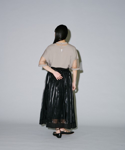 terrace(テラス)の「コンビネーションシアーショート丈カットソー(Tシャツ/カットソー・レディース・オレンジ/オフホワイト/グレー/ブラック/ピンク系その他・MEDIUM)」の17枚目の写真