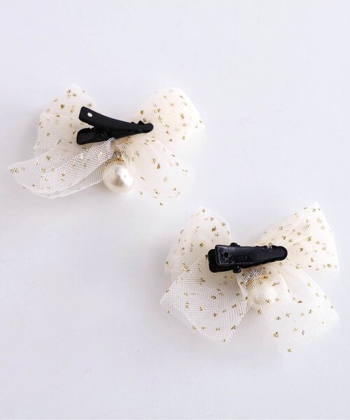 apres les cours(アプレレクール)の「チュールリボンヘアクリップ2個セット(バレッタ/ヘアクリップ・キッズ・ピンク/アイボリー/サックスブルー・FREE)」の9枚目の写真