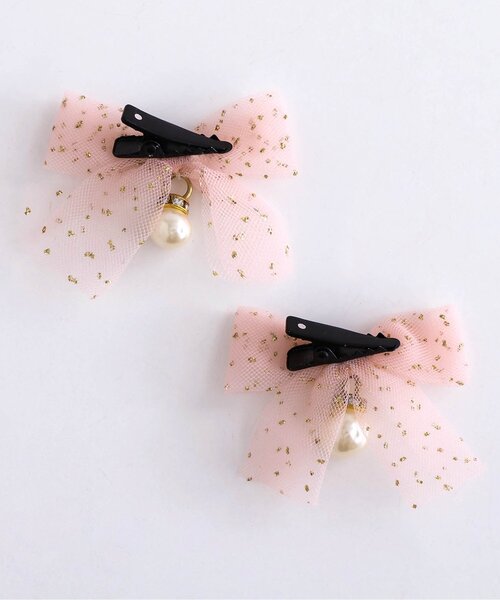 apres les cours(アプレレクール)の「チュールリボンヘアクリップ2個セット(バレッタ/ヘアクリップ・キッズ・ピンク/アイボリー/サックスブルー・FREE)」の10枚目の写真