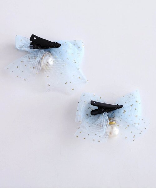 apres les cours(アプレレクール)の「チュールリボンヘアクリップ2個セット(バレッタ/ヘアクリップ・キッズ・ピンク/アイボリー/サックスブルー・FREE)」の11枚目の写真