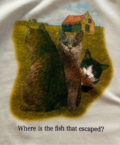kutir（クティール）の「チュールドッキングパフスリーブ猫Tシャツ（Tシャツ/カットソー・レディース・ボルドー/ネイビー/アイボリー・FREE）」の12枚目の写真