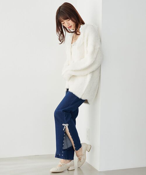 MAJESTIC LEGON（マジェスティックレゴン）の「フワフワシャギーミディカーディガン（カーディガン/ボレロ・レディース・チャコールグレー/アイボリー/ライトピンク/ブルー系その他5・MEDIUM）」の22枚目の写真