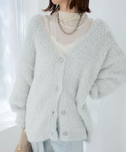 MAJESTIC LEGON（マジェスティックレゴン）の「フワフワシャギーミディカーディガン（カーディガン/ボレロ・レディース・チャコールグレー/アイボリー/ライトピンク/ブルー系その他5・MEDIUM）」の10枚目の写真