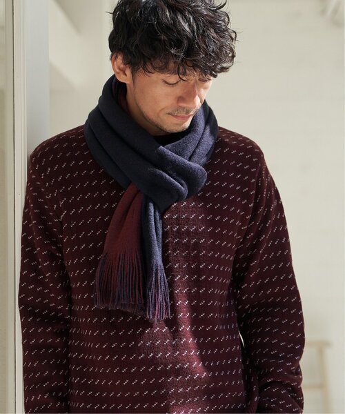 ikka（イッカ）の「【抗菌防臭】ラッセルバイカラーマフラー（マフラー・メンズ・グリーン/ブラック/ネイビー・FREE）」の5枚目の写真