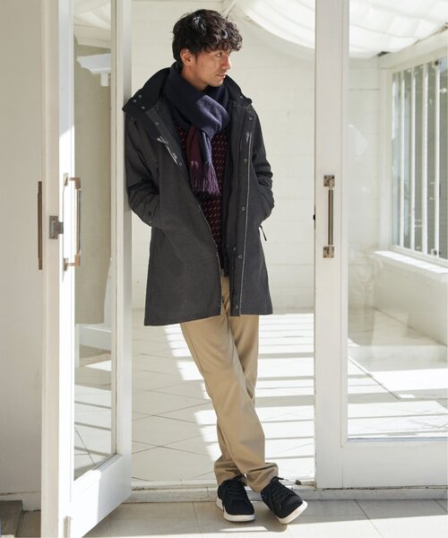 ikka（イッカ）の「【抗菌防臭】ラッセルバイカラーマフラー（マフラー・メンズ・グリーン/ブラック/ネイビー・FREE）」の7枚目の写真