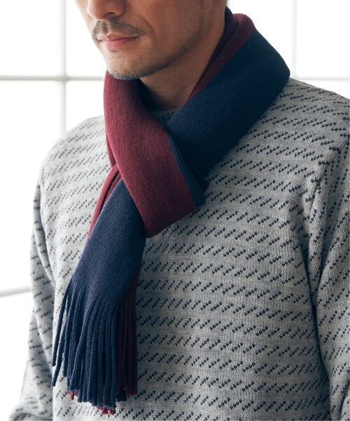 ikka（イッカ）の「【抗菌防臭】ラッセルバイカラーマフラー（マフラー・メンズ・グリーン/ブラック/ネイビー・FREE）」の10枚目の写真