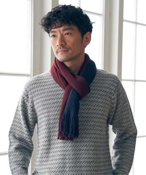 ikka（イッカ）の「【抗菌防臭】ラッセルバイカラーマフラー（マフラー・メンズ・グリーン/ブラック/ネイビー・FREE）」の11枚目の写真