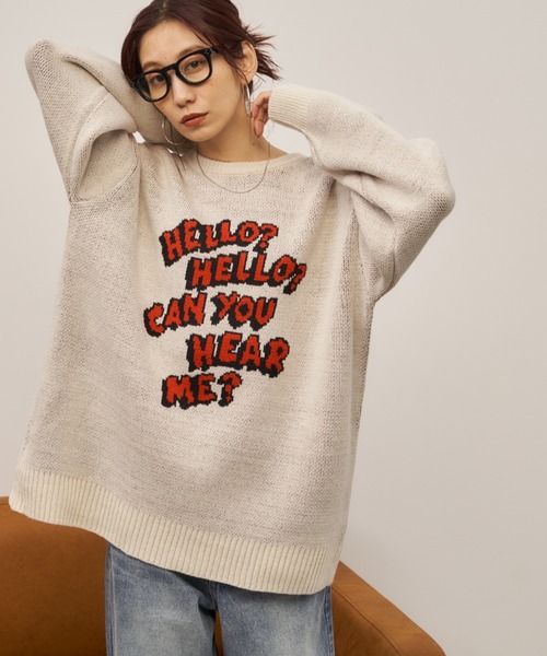 Auntie Rosa Holiday(アンティローザホリデー)の「2WAYジャガードルーズロゴニット(ニット/セーター・レディース・オフホワイト/グレー・FREE)」の14枚目の写真