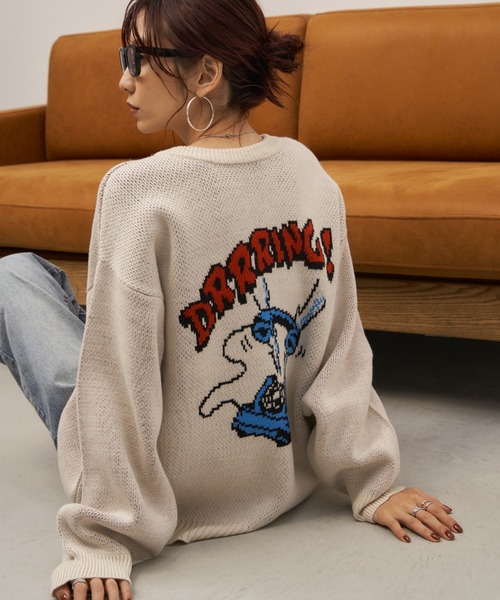 Auntie Rosa Holiday(アンティローザホリデー)の「2WAYジャガードルーズロゴニット(ニット/セーター・レディース・オフホワイト/グレー・FREE)」の15枚目の写真