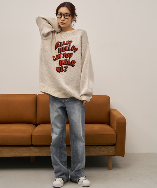 Auntie Rosa Holiday(アンティローザホリデー)の「2WAYジャガードルーズロゴニット(ニット/セーター・レディース・オフホワイト/グレー・FREE)」の16枚目の写真