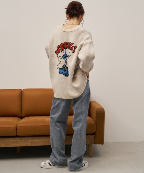 Auntie Rosa Holiday(アンティローザホリデー)の「2WAYジャガードルーズロゴニット(ニット/セーター・レディース・オフホワイト/グレー・FREE)」の20枚目の写真