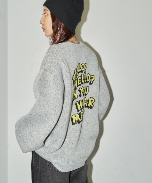 Auntie Rosa Holiday(アンティローザホリデー)の「2WAYジャガードルーズロゴニット(ニット/セーター・レディース・オフホワイト/グレー・FREE)」の5枚目の写真