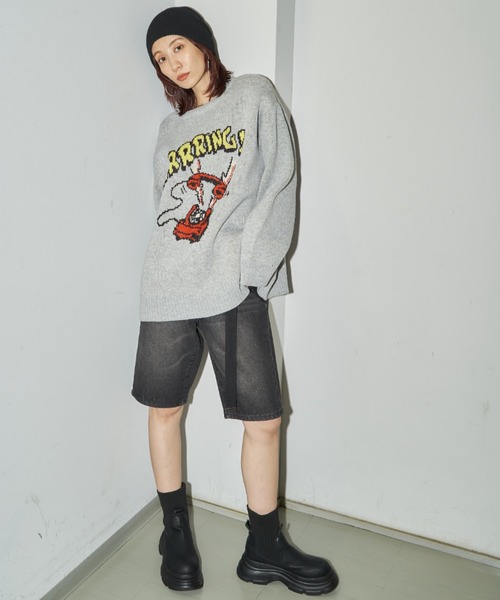 Auntie Rosa Holiday(アンティローザホリデー)の「2WAYジャガードルーズロゴニット(ニット/セーター・レディース・オフホワイト/グレー・FREE)」の9枚目の写真