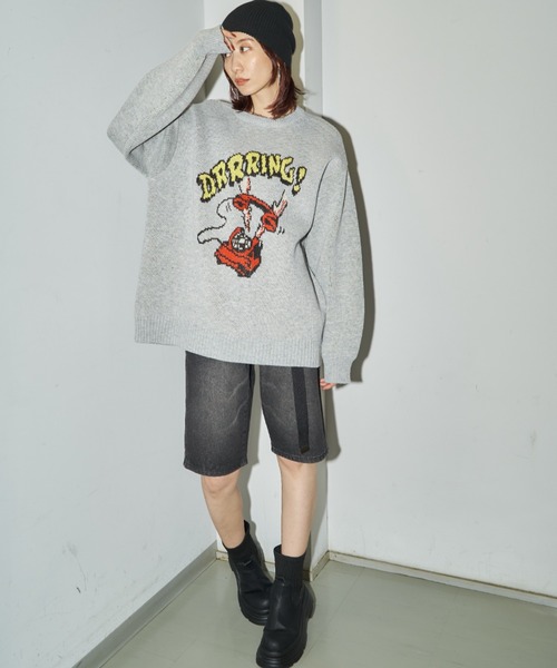Auntie Rosa Holiday(アンティローザホリデー)の「2WAYジャガードルーズロゴニット(ニット/セーター・レディース・オフホワイト/グレー・FREE)」の8枚目の写真