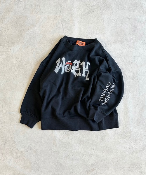 UNIVERSAL OVERALL（ユニバーサルオーバーオール）の「【UNIVERSAL OVERALL】別注プリントトレーナー（スウェット・キッズ・ブラック/オフホワイト/ベージュ・80/90/95/100/110/120/130/140/150）」の2枚目の写真