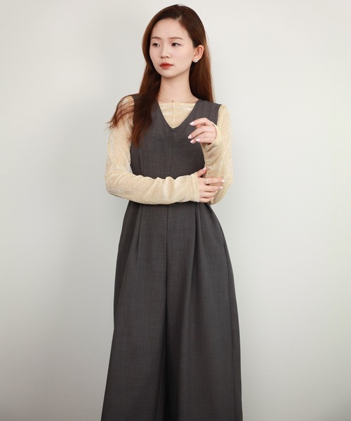 オールインワン・サロペット Etro Cream Viscose Midi Dress セール】サイドボタン オールインワン サロペット（サロペット