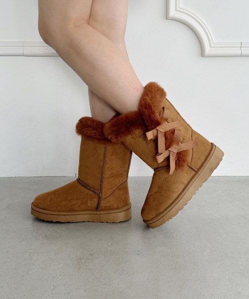 UGG ムートンブーツ ブラウン リボン付き UGG ブラウン ムートンブーツ