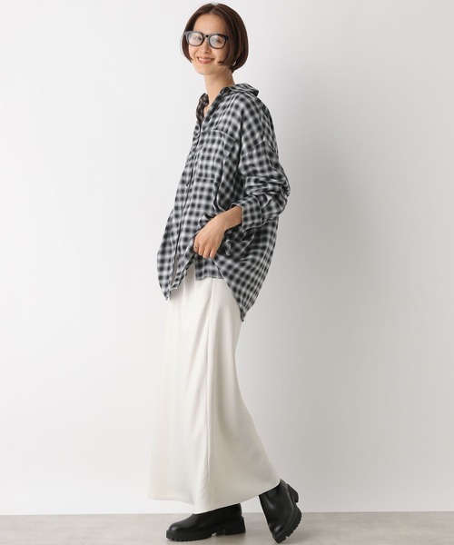 LEPSIM（レプシィム）の「BIGチェックシャツチュニック　142660（シャツ/ブラウス・レディース・ブラック/グリーン/ブラウン・FREE）」の9枚目の写真