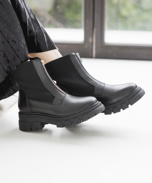 mysty woman（ミスティウーマン）の「フロントZIPアツゾコブーツ  144069（ブーツ・レディース・ブラウン/ブラック・MEDIUM/LARGE）」の2枚目の写真