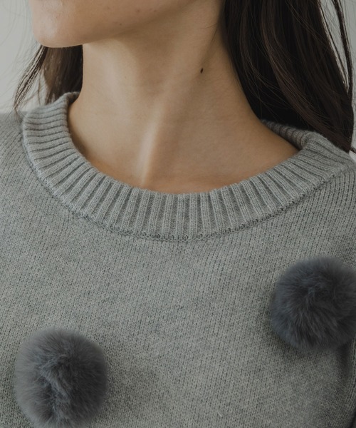 ファーポンポンニット（ニット/セーター）｜rectangle（レクタングル