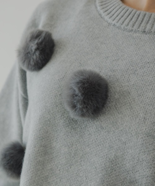 ファーポンポンニット（ニット/セーター）｜rectangle（レクタングル