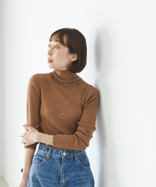 Noble（ノーブル）の「《追加3》リブタートルネックニット（ニット/セーター・レディース・ホワイト/ブラック/キャメル・FREE）」の8枚目の写真