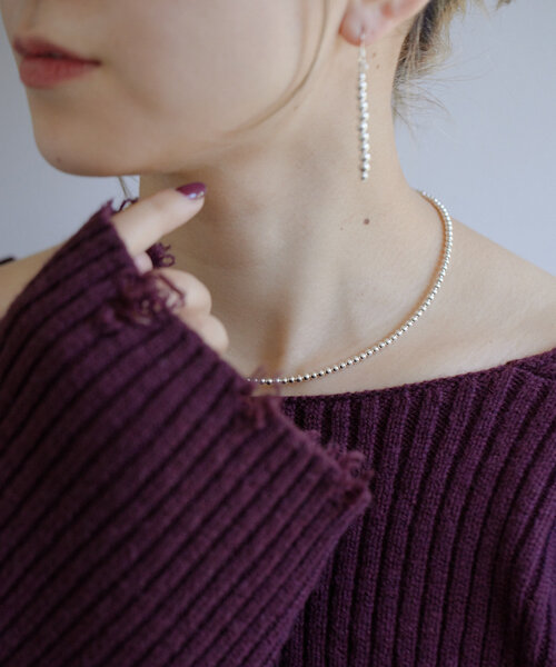 スターリングシルバー使用》ナバホパール3×40ネックレス（ネックレス