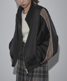 【MAISON BREEZE reveur】マットサテン 配色ラインスリーブ トラックジャケット 32029A331 XNN