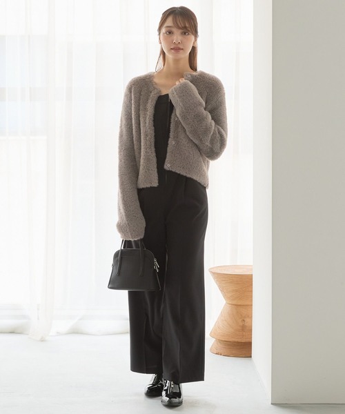 Andemiu(アンデミュウ)の「フェザーニットジャケット151326(カーディガン/ボレロ・レディース・チャコールグレー/ライトベージュ/アイボリー・FREE)」の7枚目の写真